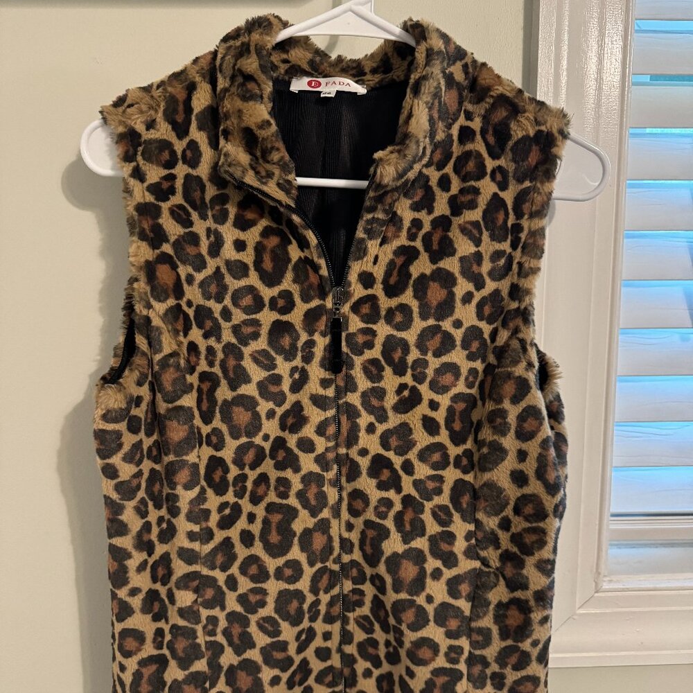 Faux Fur Leopard Print Vest